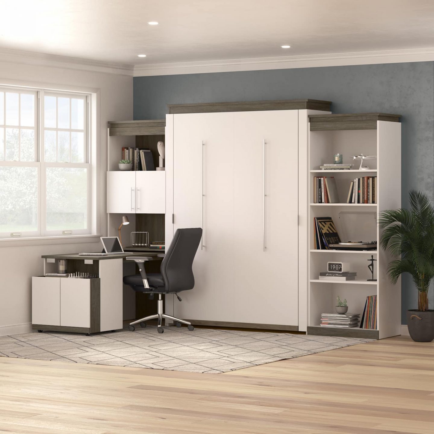 An Inspired Flex Space Begins With A Queen Murphy Bed With a Desk - Bestar