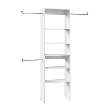 24W 5 Shelf Closet Organizer with Clothing Rods