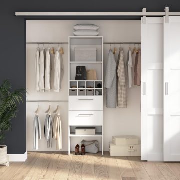 Closet Kit with Shelves, Clothing Rods, Drawers & Cubbies, 24W x 15D