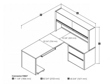 Connexion 72W L-Shaped Desk with Hutch and Lateral File Cabinet | Bestar