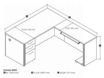 Embassy L-Shaped Desk with Pedestal | Bestar