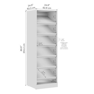 25W x 25D Modular Shoe Shelf Closet System Tower with LED Light