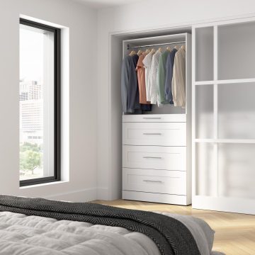 Modular Closet System with Shelves & Drawers, Shaker Style, 36W x 16D