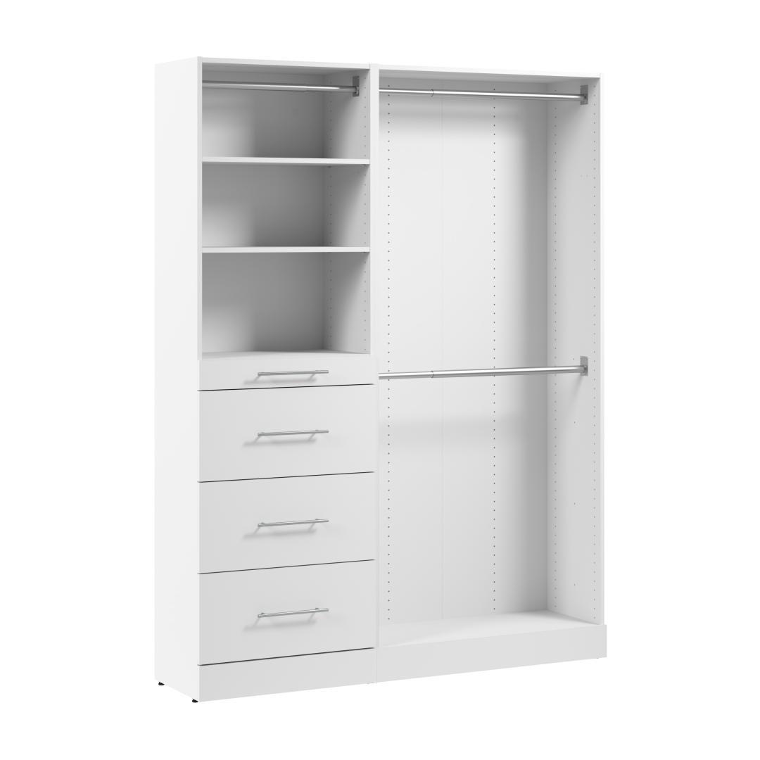 61W x 16D Modular Reach-In or Walk-In Closet System with Rods, Shelves, and Drawers, Slab Style