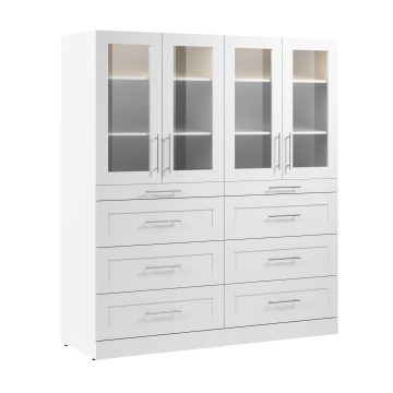 Modular Closet System with Shelves, Drawers, Doors & LED Lights, Shaker Style 71W x 25D