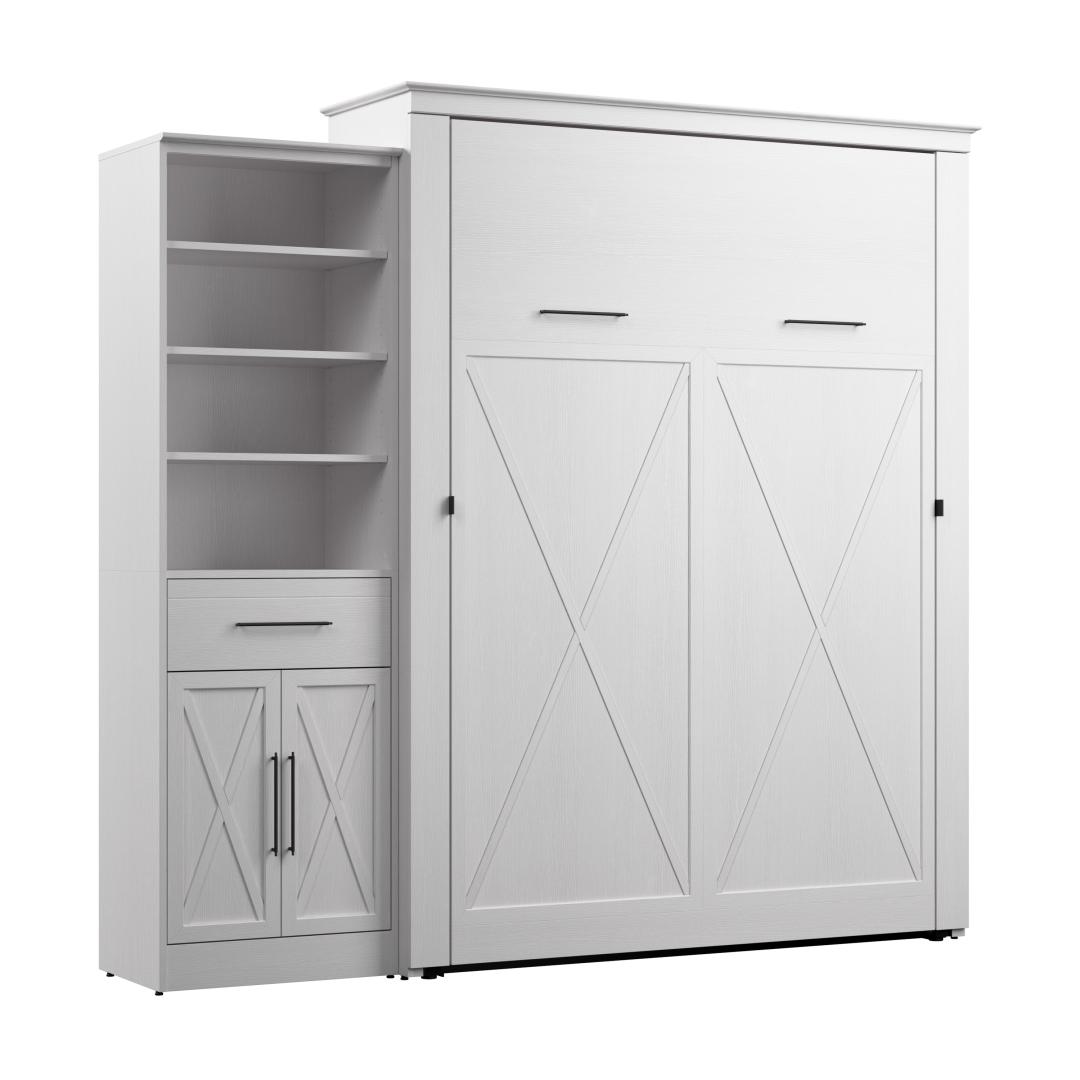 Queen Murphy Bed and Closet Organizer with Drawer and Doors (94W)