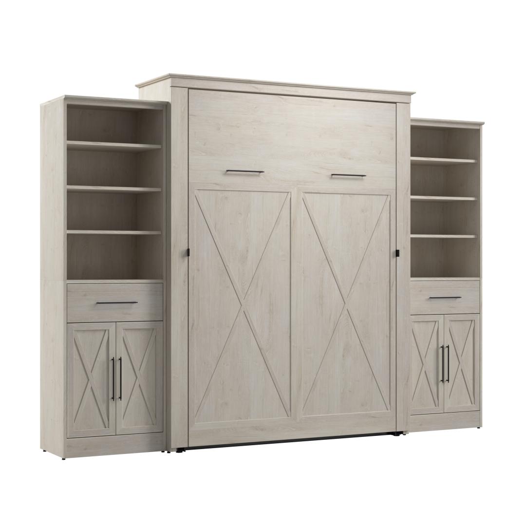 Queen Murphy Bed and Closet Organizers with Doors and Drawers (119W)