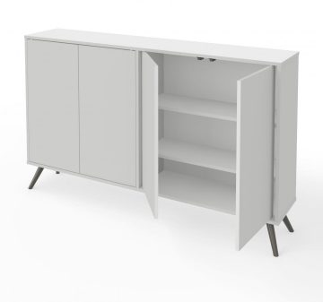 20W Narrow Storage Cabinet with Doors, Drawers and Pull-Out Shelf in Bark Gray & Graphite by Bestar