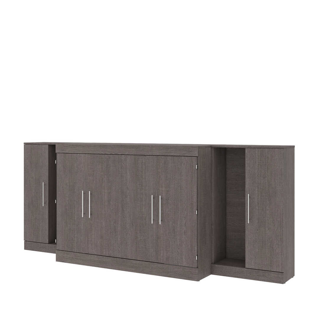 3-Piece Set Including One Full Cabinet Bed with Mattress and Two 26″ Storages Unit for Cabinet Beds