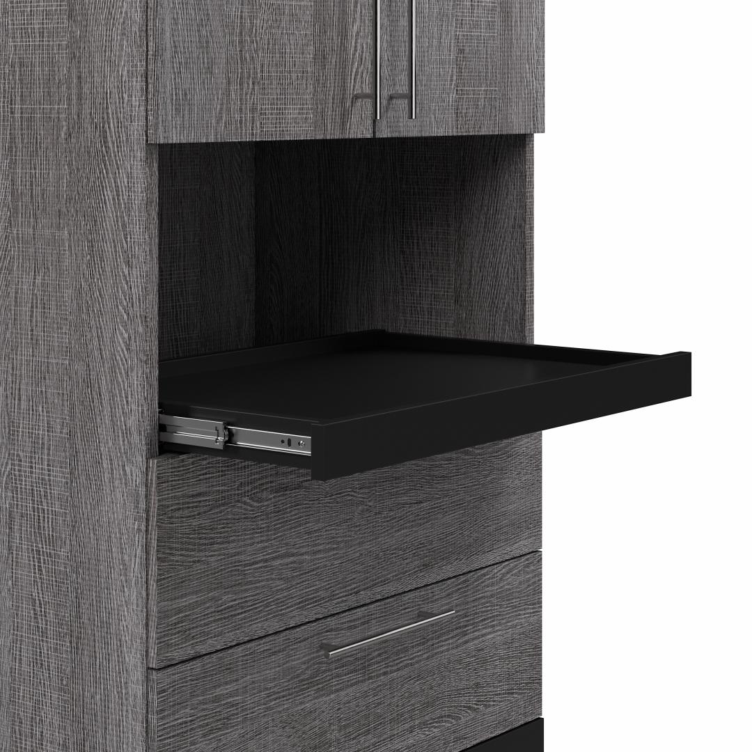 30W Tall Storage Shelf for Bedroom in Bark Gray & Graphite by Bestar