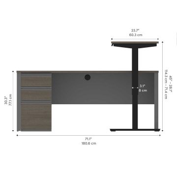 Prestige + 72W L-Shaped Standing Desk with Pedestal | Bestar