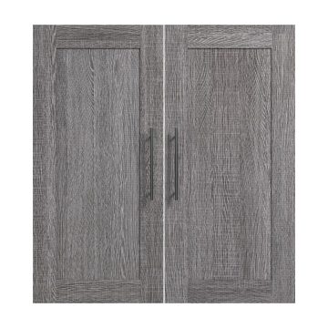 20W Narrow Storage Cabinet with Doors, Drawers and Pull-Out Shelf in Bark Gray & Graphite by Bestar