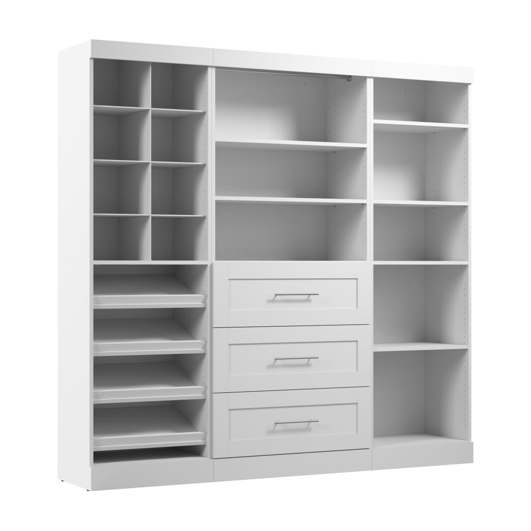 Bestar Versátil sistema organizador de armario, armario y cajones gris  platino de 72 pulgadas para almacenamiento del hogar, dormitorio,  lavandería o