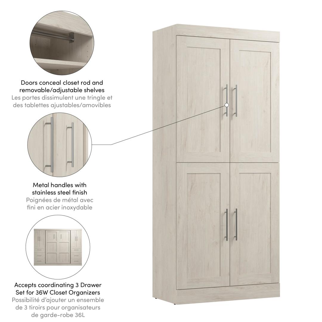 36W Closet Storage Cabinet in Linen White Oak by Bestar