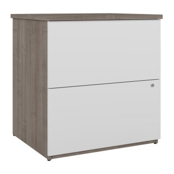 20W Narrow Storage Cabinet with Doors, Drawers and Pull-Out Shelf in Bark Gray & Graphite by Bestar