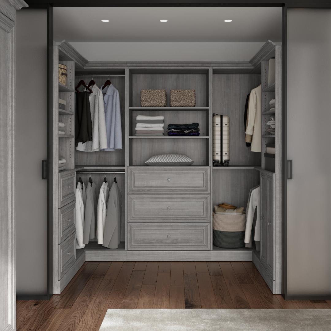Versatile 108W U-Shaped Walk-In Closet Organizer in White