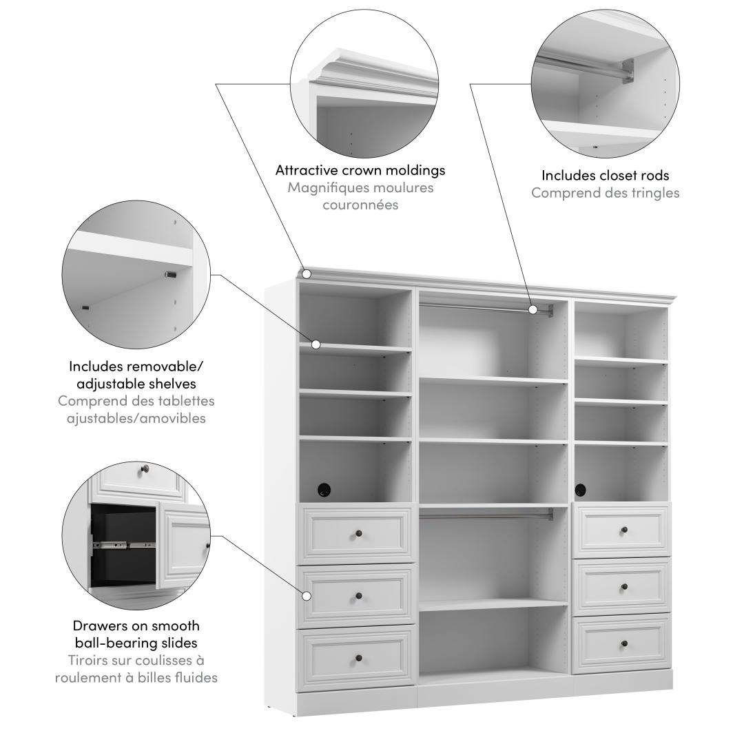 Versatile 86W Closet Organization System with Drawers | Bestar