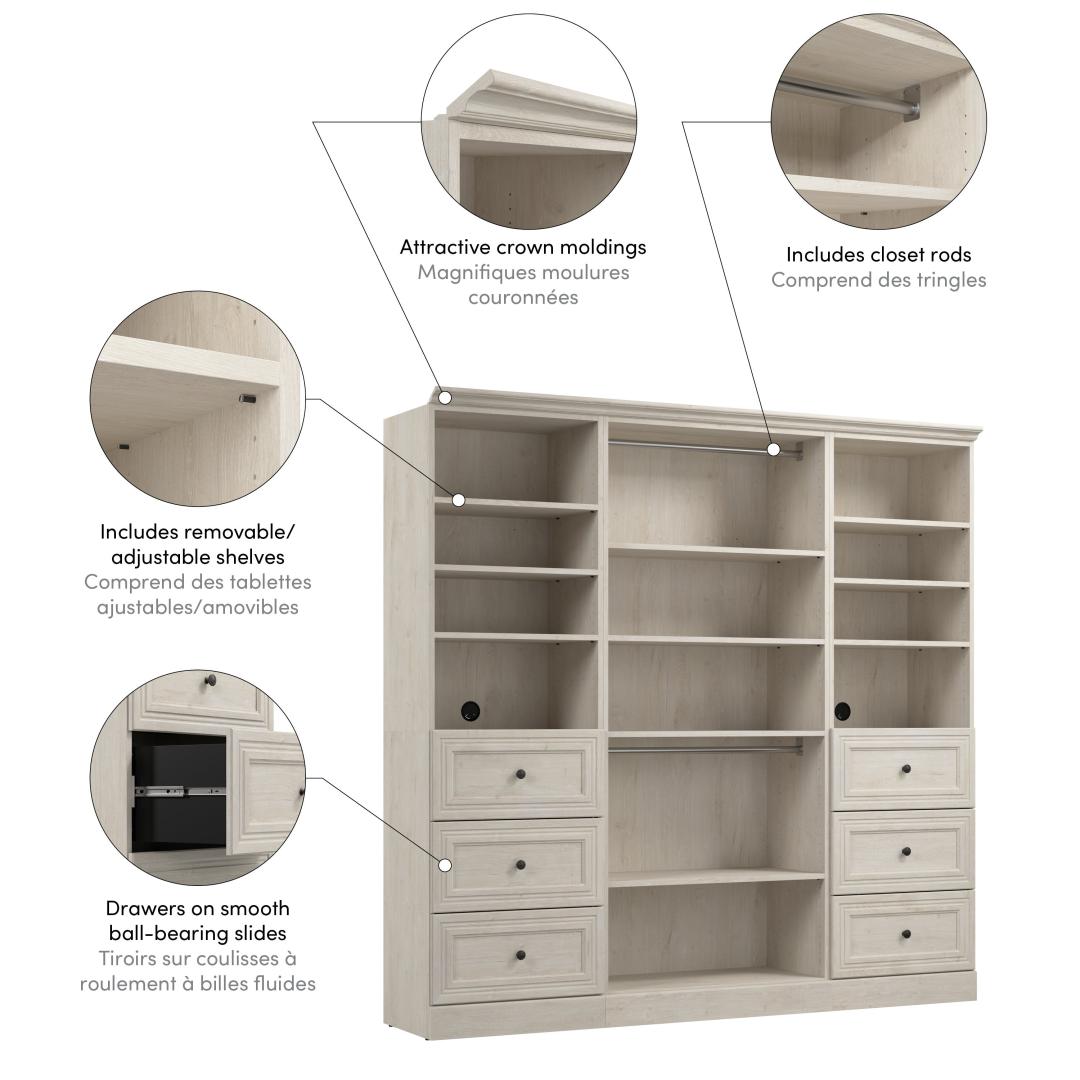 36W Closet Storage Cabinet in Linen White Oak by Bestar