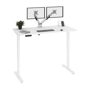 Bestar Viva 72 W L Shaped Standing Corner Desk With Dual Monitor Arm And  Storage Black - Office Depot